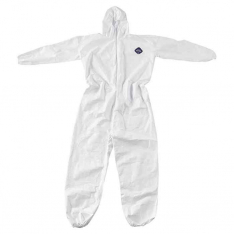 DUPONT D13398196, TYVEK COVERALL ZIPPER FRONT ATT HOOD ELASTIC WRI